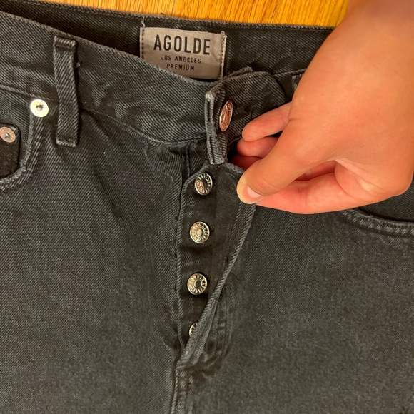 AGOLDE Quinn High Rise Denim Skirt - Black - Size 29 - Picture 4 of 4